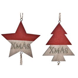 Decoracion Colgante Navidad Tradicional DKD Home Decor Rojo Natural 1 x 30 x 8.5 cm (24 Unidades)