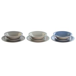 Vajilla Basicos DKD Home Decor Azul Azul Celeste 26.5 x 3 x 26.5 cm Set de 18