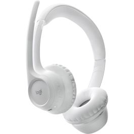 Logitech Auriculares Zone 300 Bluetooth Blanco, Micrófono con Cancelación de Ruido, Hasta 20 Horas de Batería, Conectividad Inalámbrica de 30m
