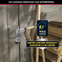 Master Lock M176EURDLH Candado Excell de combinación programable con llave de emergencia 56 mm de zinc, arco Tough-Cut para exterior