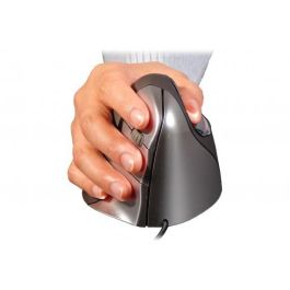 Evoluent BakkerElkhuizen4 Ratón Vertical para Diestros, Sensor Láser, 2600 DPI, 6 Botones Programables, Color Negro/Gris/Plata
