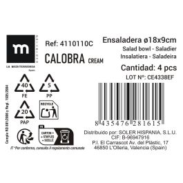 Ensaladera Calobra Ø18x9 cm crema - Inde (16 Unidades) Ensaladera Calobra Ø18x9 cm crema - Inde (16 Unidades)