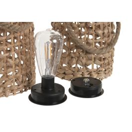 DKD Home Decor Lámpara Solar para Terraza y Jardín, Fibra, Marrón, 26 x 30 x 26 cm, Set de 3 (2 Unidades)