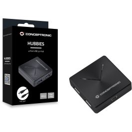 Conceptronic HUBBIES02B Hub USB 3.2 Gen 1 de 4 Puertos Tipo A, Negro, 5000 Mbit/s