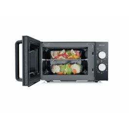 Severin MW 7762 Microondas con Grill 20 L 800 W | Acero Inoxidable y Negro | Encimera | Control Giratorio | 1000 W Parrilla
