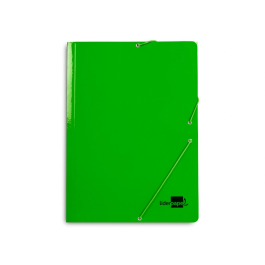Liderpapel Carpeta Gomas Tres Solapas Cartón Plastificado Folio Color Verde