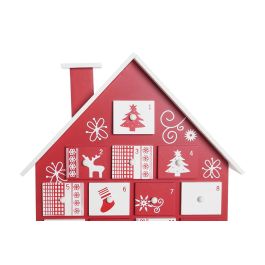DKD Home Decor Calendario Adviento Navidad Tradicional Rojo Blanco MDF Casa 7 x 38 x 27 cm (2 Unidades)