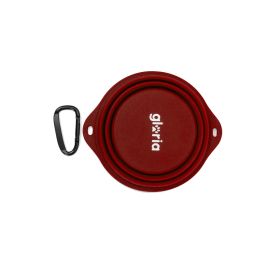 Gloria Comedero Plegable de Silicona 550 mL Rojo con Mosquetón Portátil para Viaje y Mascotas