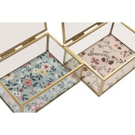 DKD Home Decor Joyero Shabby Beige Verde 11 x 6 x 14 cm (4 Unidades)
