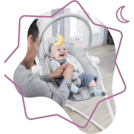 Badabulle Transat Compact'up Candy - Hamaca regulable en altura, 5 posiciones, respaldo reclinable, arco de juego extraíble