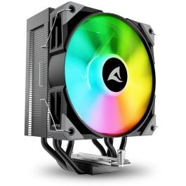 Sharkoon A40 RGB Refrigerador de CPU de torre única, Ventilador 120mm RGB con efecto espejo, 4 tubos de calor, TDP 220W, Negro