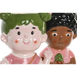 DKD Home Decor Macetero Urban Verde Marron Ceramica 11 x 16 x 11 cm (4 Unidades)