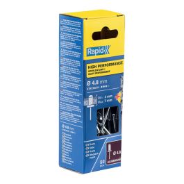 Rapid 5000387 Blister 50 Remaches de Aluminio Ø4.8x10mm con Broca para Fijación en Guardabarros y Placas Metálicas
