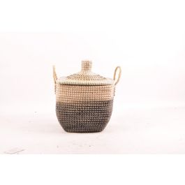 DKD Home Decor Cesta Balinesa de Almacenamiento Seagrass Natural Gris 35x45x43 cm