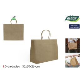 Set de 3 bolsas de papel Kraft 32x20x26 cm Algon (24 Unidades) Precio: 28.49999999. SKU: B1GMWX2DRS