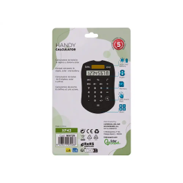 Liderpapel xf43 Calculadora de Bolsillo 8 Dígitos Solar y Pilas Color Negro 94x59,5x10,5mm