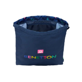 Bolsa Mochila con Cuerdas Benetton Damero Azul marino 35 x 40 x 1 cm