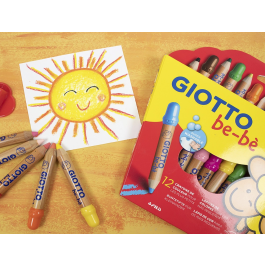 Giotto Lápices de Colores Super Bebé Caja de 12 Lápices Colores Surtidos con Sacapuntas