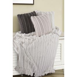 DKD Home Decor Cojín Urban Crudo 45 x 45 cm (2 Unidades) de poliéster con cremallera y chenilla