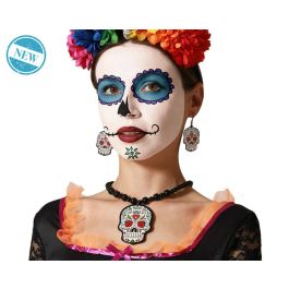 Set Collar Y Pendientes Calavera Y Rosas Dia De Muertos Fiesta Tematica Precio: 2.50000036. SKU: B1J6PJ72V4