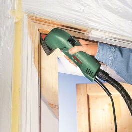 Bosch PDA 180 Lijadora Multi-uso 180W, Sistema SDS, Extracción Polvo, 3 Abrasivos, ideal para Esquinas y Acabados