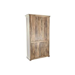 DKD Home Decor Vitrina Romántico Hecha a Mano de Mango y Cristal, con 4 Puertas y 3 Estantes, Blanco Natural, 110x45x200 cm