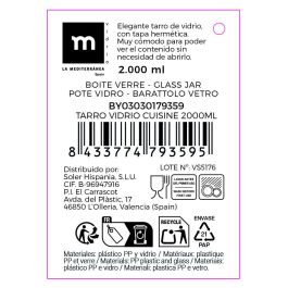 La Mediterranea Tarro Vidrio Cuisine 2000 ml - 14 x 14 x 23 cm (6 Unidades)