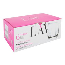 Lav Set 6 Vasos Agua "Tuana" 320 cc Medidas 7.5x7.5x9.5 cm (8 Cajas)