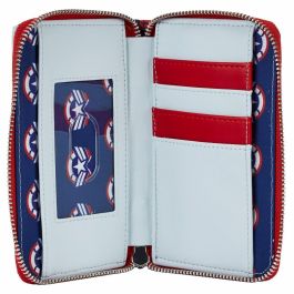 Loungefly Cartera Marvel Falcon Capitán América, piel sintética con cremallera, detalles bordados
