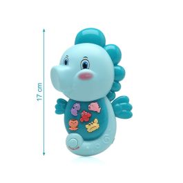 KioKids Caballito de Mar Musical Interactivo Juguete para Bebés +6 Meses, con Luces, 5 Sonidos Animales y 10 Melodías, Azul