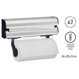 Kinvara Portarrollos Doble 34 cm, Metal, Plata - 34 x 20 x 9 cm (4 Unidades)