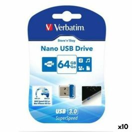 Memoria USB Verbatim NANO STORE'N'STAY Azul Negro 64 GB (10 Unidades) Precio: 101.50000058. SKU: B1B4CXBX88