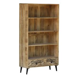 DKD Home Decor Estantería Alpino con 2 Cajones y 3 Estanterías, Madera de Mango y Metal, Marrón Oscuro/Negro, 100x40x180 cm