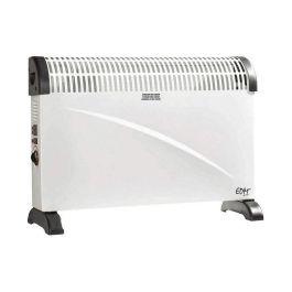 Edm Convector de Aire Turbo 2000W con 3 Niveles, Termostato Regulable y Función Turbo (Blanco, 62.5x14x49 cm)