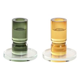 DKD Home Decor Candelabro Moderno de Cristal Verde Mostaza 8.5 x 10 x 8.5 cm (4 Unidades) Precio: 44.79000009. SKU: B1D4YYAGA9