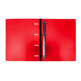 Liderpapel Carpeta 4 Anillas Redondas 25 mm Polipropileno DIN A4 Ultra Compacta Lomo Extensible 4 cm Rojo