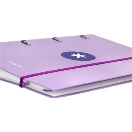 Antartik Carpeta con Recambio A4 Cuadro 5mm Forrada 4 Anillas 40mm Redondas con Solapa Color Lavanda