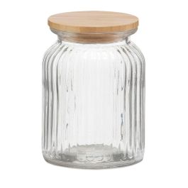 Andrea House Bote de cocina de vidrio y bambú 1000ml hermético Ms72137