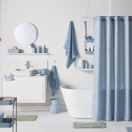 Today TOD3574641271244 Conjunto de ducha azul con cesta, tapete y cortina - Decoración y utilidades para baño
