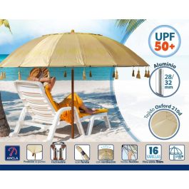 Atosa Sombrilla De Playa De Aluminio Modelo Con Upf 50+ Beige 220 cm 28-32 mm Beige