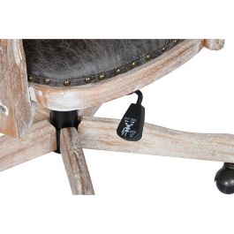 DKD Home Decor Silla de Oficina Home Office Ajustable con Ruedas, Marrón Oscuro y Negro, de Abeto y PU Desmontable, 50x88x52 cm DKD Home Decor Silla de Oficina Home Office Ajustable con Ruedas, Marrón Oscuro y Negro, de Abeto y PU Desmontable, 50x88x52 cm