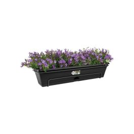 Elho Jardinera Green Basics Allin1 50 para Balcón y Exterior, Plástico 100% Reciclado, Soporte Metal, Riego Fácil, Resistente Heladas, Negra, 47.3 cm Ancho