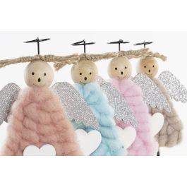 DKD Home Decor Figura Navidad Alpina Ángel Surtida, Madera y Poliéster, 10x10x19 cm, Pack 12 Unidades