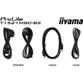 Iiyama Monitor Táctil 15" T1521MSC-B2, 1024x768, 10 Puntos Táctiles, Altavoces, VGA, HDMI, USB, Negro