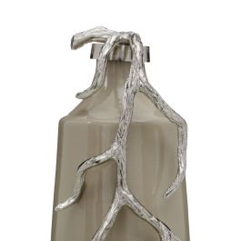 Botella Beige Plateado Aluminio Cristal 17 x 16 x 44 cm Decorativa