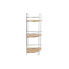 DKD Home Decor Estantería de Pared para Ducha Scandi Bambú y Metal Natural con 3 Baldas 19.5x47x19.5 cm
