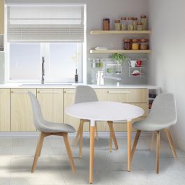 Home Deco Factory Mesa Redonda Essentiel Blanca Madera Metal Polipropileno ø76 cm