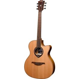 LAG Guitarra Acústica Hyvibe H2 Auditorium Electroacústica Cutaway Tapa Maciza Cedro