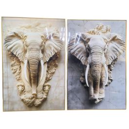 DKD Home Decor Cuadro Colonial Elefante Beige Gris Aluminio MDF 3.5 x 120 x 80 cm (2 Unidades) Precio: 182.4801. SKU: B12D9FJMS2
