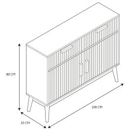 Home Deco Factory Klaus Aparador Almacenamiento, 2 Puertas y 2 Cajones, Mueble Comedor o Dormitorio, MDF Patas Pino Natural 100x35x80 cm